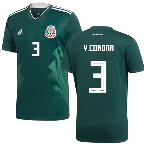 Mexico #3 Y.Corona Green Home Soccer Country Jersey